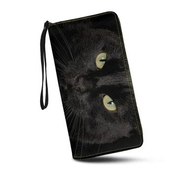 Женский кошелек Belidome Black Cat, кожаный, с RFID-блокировкой, на молнии, держатель для карт, органайзер, Женский дорожный клатч, браслет