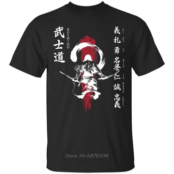 Японская футболка Fan Samurai Warrior The Seven Virtues Of Bushido, Новая мужская модная хлопковая футболка с коротким рукавом, футболки-тройники