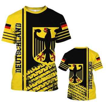 Немецкие мужские футболки Уличный повседневный топ с принтом немецкого флага, футболка оверсайз с круглым вырезом, модная свободная рубашка оверсайз, мужская одежда