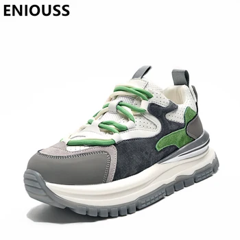 ENIOUSS 2023 Новые весенние повседневные кроссовки из нубука для женщин, модные туфли на плоской подошве со шнуровкой