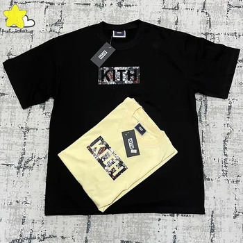 2023SS Повседневная футболка с цветочным логотипом Kith Classic Box, мужская и женская уличная одежда, модная высококачественная футболка KITH, внутренняя бирка