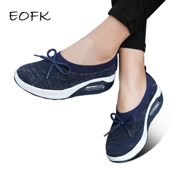 Женская обувь на плоской платформе EOFK, женские стельки из пены с эффектом памяти, женские кроссовки с застежкой в виде бабочки, Повседневные женские мокасины
