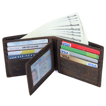 Мужская сумка для денег в стиле ретро Newsbirds, верхний слой кожи Crazy horse, многофункциональный кожаный бумажник с несколькими картами, короткий кошелек в три складки rfid
