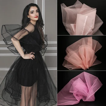 Моделирующая жесткая сетчатая ткань чистых цветов для поддержки пышной юбки, украшения сцены, широкая дизайнерская ткань из марли