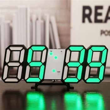 3D светодиодные цифровые часы настенный декор, светящийся ночной режим, Регулируемые Электронные настольные часы, настенные часы, украшение гостиной, светодиодные часы