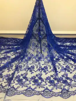 Роскошная 3D кружевная ткань bluie, 5 ярдов, Дубайская кружевная ткань из тюля ручной работы, Вышитая аппликация, Африканская Нигерийская ткань для шитья.