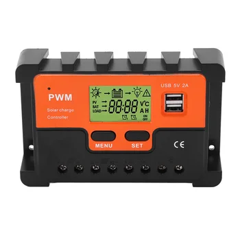 PWM Солнечный контроллер заряда Защита телевизоров от света 12V / 24V PWM Солнечный контроллер IP32 Водонепроницаемый 10A ЖК-дисплей Режим запуска нагрузки