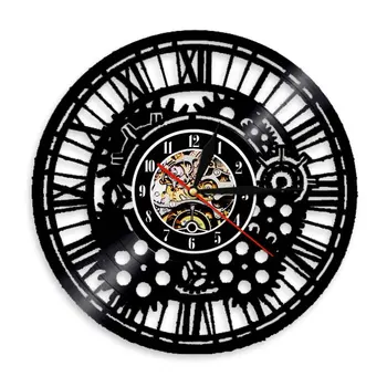 Винтажные шестеренки, настенные часы в стиле стимпанк, виниловая пластинка с зубчатым колесом, декоративные настенные часы, современный дизайн, настенный художественный декор, уникальные подарки