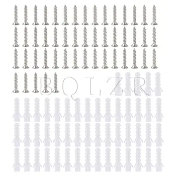 BQLZR 50шт Полые настенные анкеры с шурупами для гипсокартона Пластик М3.5x 20 мм