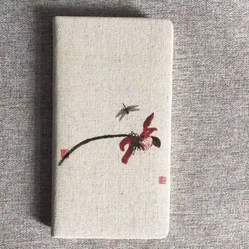 Творческий продукт A6 Литературный Ретро Дневник Льняной блокнот Горизонтальная линия Блокнот Китайские Цветы Креативные Подарки