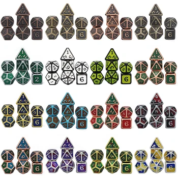Набор Металлических Кубиков Dragon Scales с Чехлом, Настольные Игры DND и RPG, D4, D6, D8, D10, D12, D20, 7шт