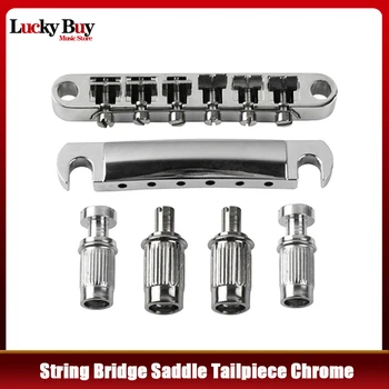 Набор хромированных струнных бриджей Saddle Tune-O-Matic Bridge Tailpiece для электрогитары в стиле GB LP Запчасти и аксессуары