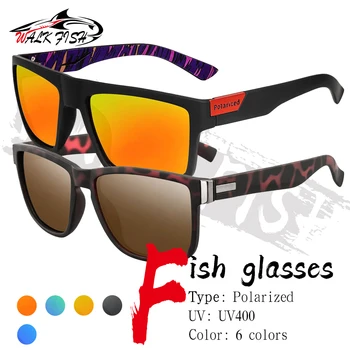 WALK FISH, НОВЫЕ мужские поляризованные солнцезащитные очки для рыбалки, Квадратные солнцезащитные очки для вождения, Женские модные очки UV400, Стильные очки, Очки