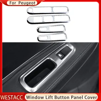4шт ABS Хромированная Кнопка стеклоподъемника автомобиля, Декоративная наклейка на панель, накладка для Peugeot 3008 2013 2014 2015 2016 Аксессуары