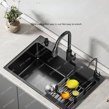 Кухонная раковина, кухонные принадлежности из нано нержавеющей стали, высококачественные смесители для кухни с большим умывальником с одним прорезем