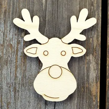 Деревянная голова оленя, улыбающиеся комические фигурки, фанерное рождественское украшение