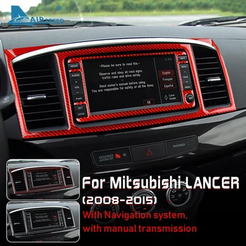 Наклейка из Настоящего Углеродного Волокна для Mitsubishi Lancer 2008-2015 Внутренняя Отделка Автомобиля Навигационный Экран Панель Дисплея Аксессуары