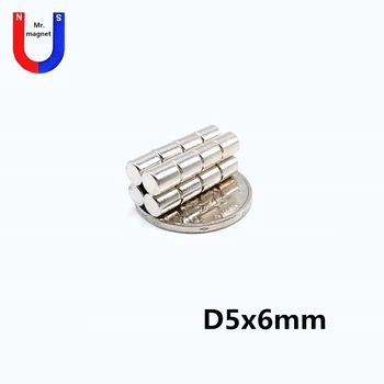 50шт 5 мм x 6 мм Сильные Цилиндрические Неодимовые Магниты 5*6 Мини-маленький круглый магнитный стержень 5x6 Промышленный магнит
