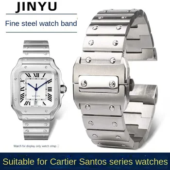 Твердый ремешок для часов из нержавеющей стали Cartier Santos 100 Series мужской браслет браслет 23 мм бабочка пряжка Аксессуары для часов