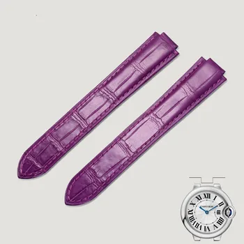 Сменные ремешки из кожи аллигатора для часов Cartier BALLON BLEU Ремешок для часов Фиолетовый ремешок из кожи крокодила 14 мм 16 мм 18 мм