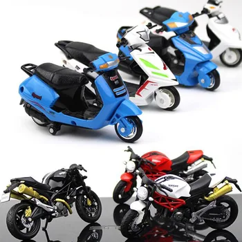 Педальный мотоцикл в масштабе 1:18, Мотоцикл, Отлитый под давлением из сплава, пластиковые Гоночные велосипеды, Уличный мотор, модель игрушки для детей, Детская коллекция, Дисплей