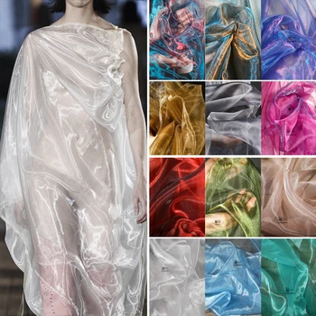 Многоцветная жидкая водянистая пряжа, глянцевая марлевая ткань organgauze, юбка, верхняя одежда, дизайнерская ткань