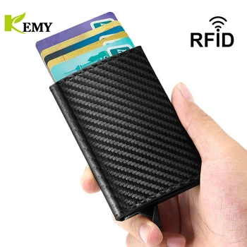 Держатель для идентификационной карты RFID из углеродного волокна, подарочная коробка для банковской кредитной карты, тонкий футляр для карт с несколькими слотами