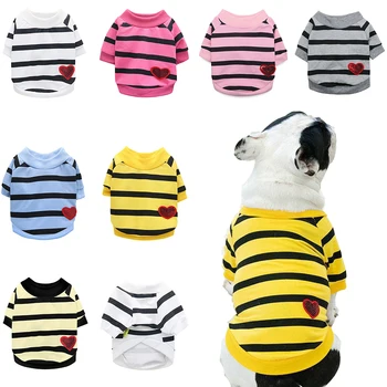 Полосатая футболка для собак, удобная дышащая одежда для домашних животных, хлопковый повседневный жилет для щенков, Кошек, маленьких собачек, пуловеры, толстовки, пальто для чихуахуа