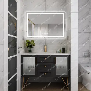 Комбинированный шкаф для ванной комнаты с Каменной плитой, Легкая Роскошь, Современный Простой Умывальник для ручной Стирки, Умный Умывальник