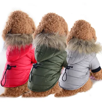 Зимнее пальто для маленьких собак, хлопковая куртка с капюшоном для щенков, одежда для домашних животных, Ветрозащитная теплая одежда для собак, одежда для кошек в холодную погоду