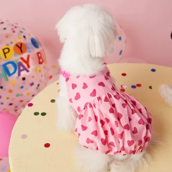 Летнее Милое розовое платье Love Pet, платье-слинг для кошек и щенков, Мальтийский Йорки, Летняя Хлопковая дышащая одежда для маленьких собак.