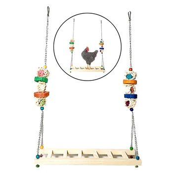 Качели с курицей, красочная деревянная игрушка-жевательная птичка для дрессировки Ара