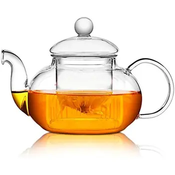 Стеклянный чайник с заваркой, Боросиликатный чайник для рассыпного чая, пакетированного и цветущего чая (800 мл)