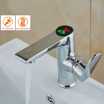 Светодиодный интеллектуальный Цифровой дисплей температуры Кран для ванной комнаты Из твердой латуни Хромированный смеситель для холодной и горячей воды