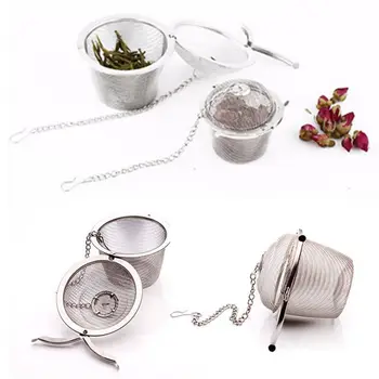 Прочный 6 Размеров Серебристый Многоразовый Сетчатый Травяной шар из нержавеющей стали Ситечко для специй для чая, Фиксирующий чайник, фильтр для заварки чая, специи