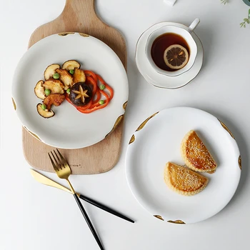Столовая тарелка в скандинавском стиле Простая керамическая тарелка для стейка West-food Home Hotel Высококлассное креативное блюдо для фруктового салата Современная посуда