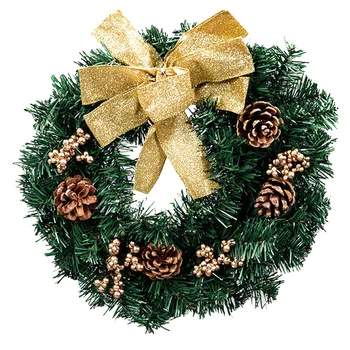 Украшение из домашней гирлянды, Новогодний венок, искусственные зеленые листья, подвесной Рождественский венок для украшения входной двери