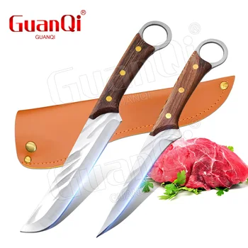 Кухонный нож шеф-повара, обвалочный нож, Профессиональные мясницкие ножи из нержавеющей стали, Охотничий нож для кемпинга, разделка мяса