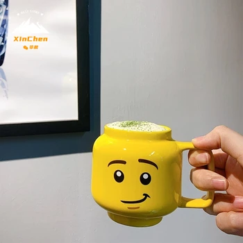 250 мл Керамическая кружка с улыбкой, Мультяшная чашка для кофе, чая с молоком, воды, милый забавный детский стакан с желтым смайликом, подарок