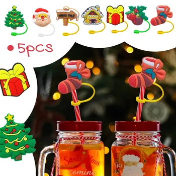 Силиконовый соломенный колпачок в Рождественском стиле, Соломенные Топперы, Пылезащитный колпачок для питья, Брызгозащищенные пробки, Креативное украшение чашки # 50 г