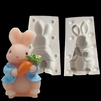 Мультяшные животные Minsunbak Милый кролик с морковкой в руках Силиконовая форма для помадки Инструменты для выпечки торта инструменты для сахарного ремесла