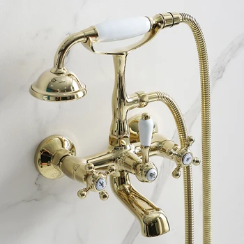 Смеситель для ванны, тип кромки ванны, приподнятое основание, керамическая ручка из циркониево-золотого сплава, душевая трубка