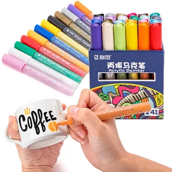 Набор ручек-маркеров STA 50 цветов акриловой краской для наскальной живописи, камня, керамики, стекла, дерева, холста. Принадлежности для рисования тканью