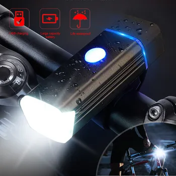 Передний фонарь ночного велосипеда, перезаряжаемый через USB, 4 режима, Велосипедная фара, Водонепроницаемый MTB, фонарь для горной дороги, Велосипедное снаряжение