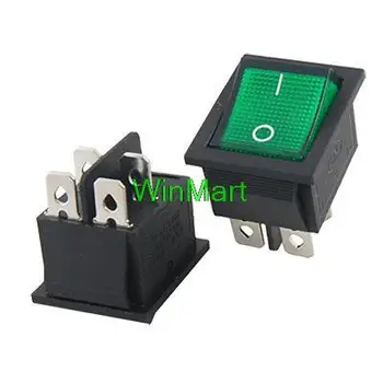 Зеленый свет, 4-контактный переключатель включения-выключения DPST, 16A/250V 20A/125V AC, 10шт