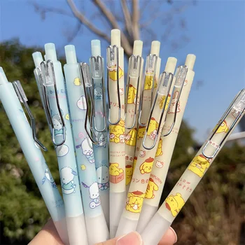 Новая Гелевая Ручка Sanrio Melody Kuromi Cinnamoroll Pachacco Press Cute Student Water Pen Черный Кавайный Канцелярский Подарок Школьные Принадлежности