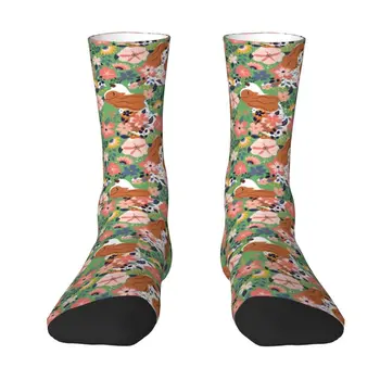 Мужские носки для экипажа Cavalier King Charles Spaniel Garden Унисекс с забавным 3D принтом, носки в виде милой собачки