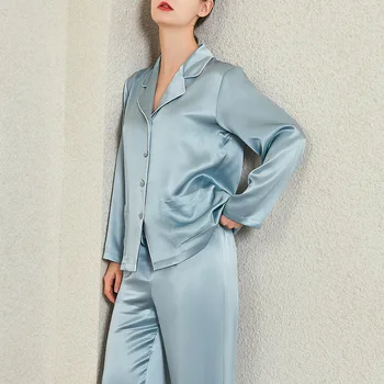 Новый 22 мама шелковые пижамы дополнительную супертяжелом шелк тутового шелкопряда пижамы 100% шелк тутового шелкопряда шелковая домашняя одежда набор
