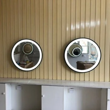 Круглое светодиодное зеркало для ванной комнаты, рамка для вешалки, Умное туалетное зеркало для ванной комнаты, Большое Безрамное зеркало для бритья, Espejo Товары для дома