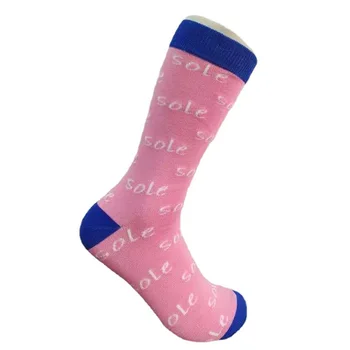 1 пара хлопчатобумажных носков для мужчин и женщин, носки для платья, унисекс с розовым рисунком подошвы, забавные повседневные жаккардовые носки для скейтбординга в стиле хип-хоп